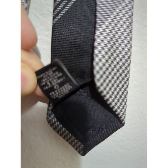 Express‎ Tie Mens Checkered Plaid Gray Black White NWT - Picture 6 of 8